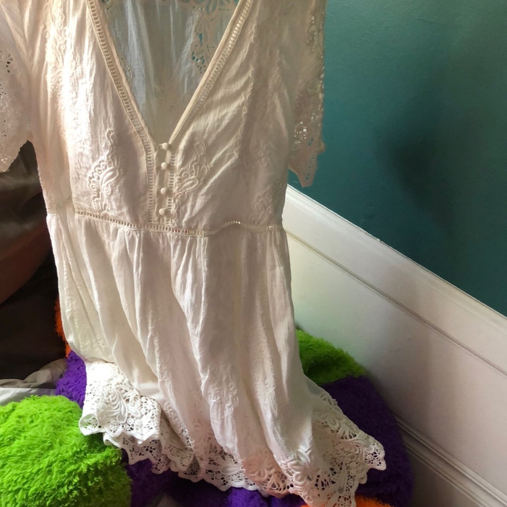 Spell White Embroidered Dress